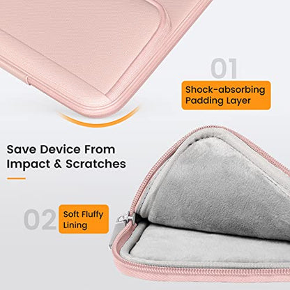 MoKo 9-11 Inch Tablet Sleeve Bag, Fits iPadAir 5/4th 10.9, iPadPro 11 Inch, iPad 9/8th 10.2, iPad 10th 10.9, Tab S8/S9 11",Waterproof Polyester Bag with Double Pockets,Retractable Handle, Pink - color: Pink, style: 9-11 Inch