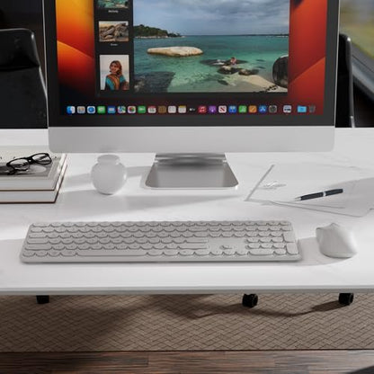 Wireless Keyboard and Mouse Combo, 110-Key Full Size (Gray) | Silent Keyboard with Round Keycaps, 2.4GHz USB Plug-and-Play Wireless, Compatible with PC, Laptop, Mac - color: GRAY