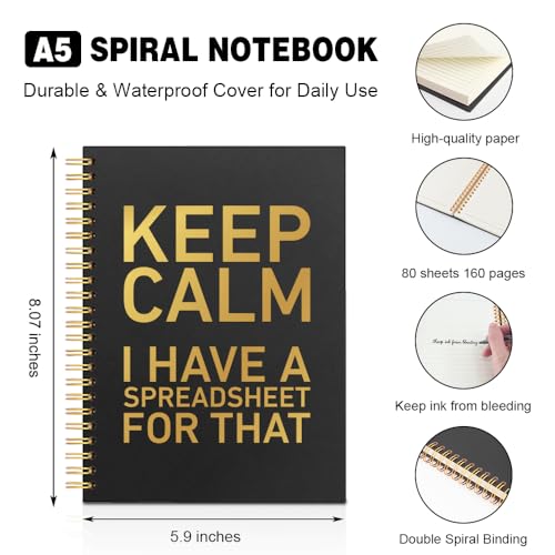 Keep Calm I Have A Spreadsheet for that Black Golden Horizontal Lined Spiral Notebook, Funny Spiral Notebook Gifts for Accountant Finance Coworker Data Analyst Excel Lover, Humor Work Note - style: Keep Calm