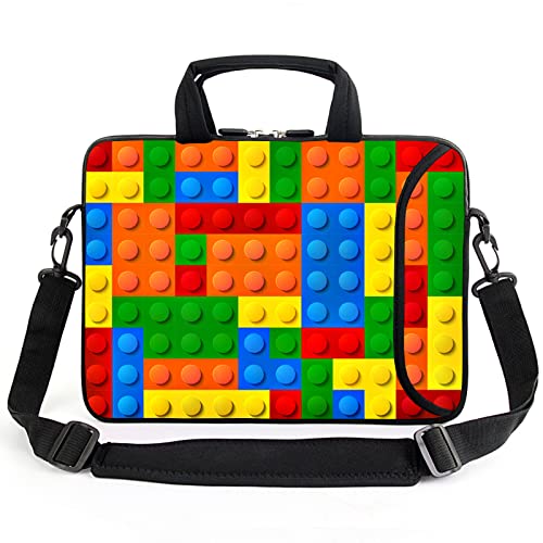AMARY 13" 13.3" laptop sleeve chromebook case adjustable shoulder strap with handle accessory pocket (Puzzle) - color: Puzzle