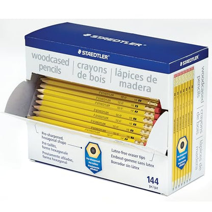 STAEDTLER Yellow School Pencils (1152-Pack), Pre-Sharpened #2 HB with Erasers, Ready-to-Use School Supplies for Students and Teachers - size: 1 Count (Pack of 1152)