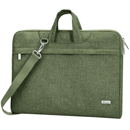 Voova Laptop Bag 15.6 Inch, Waterproof Computer Sleeve Carrying Case with Shoulder Straps & Handle Compatible with Macbook Air 15 M2/M3/M4, MacBook Pro 15/16, 15-16 Inch Hp Dell Lenovo, Army Green - color: Army Green, size: 14-15.6In & 2019 New Macbook Pr