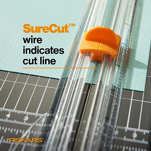 Fiskars Recycled SureCut™ Portable Paper Trimmer - 12” Cut Length - Craft and Office Paper Cutter with Grid Lines - Black