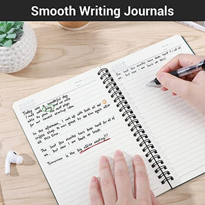 EUSOAR Hardcover Spiral Lined Notebook, A5 6 Pack 5.5" x 8.3" 120 Pages Lined Travel Writing Notebooks Journal, Students College Office Business Subject Diary Ruled Spiral Book Journal - color: Dark green, size: 6 Packs