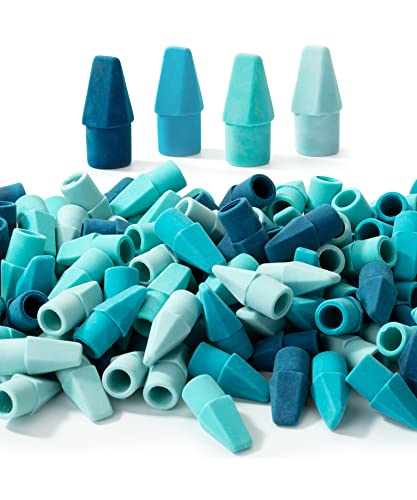 Mr. Pen- Pencil Top Erasers, 120 Pack, Blue Shades, Latex-Free | No-Smudge Cap Pencil Erasers for Precise Erasing, Kids, Teachers, Studying Supplies - color: Blue Shades, size: 120 Pack