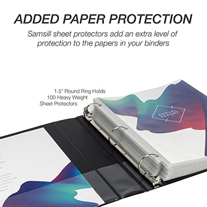 Samsill 1.5 Inch 3 Ring Binder, Economy Round Ring, Clear View Cover, 325 Sheet Capacity - for School, Home, Office - Charcoal Black - size: 1-Pack, style: 1.5 Inch