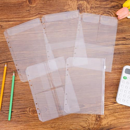 12PCS A5 Binder Pockets, 6-Hole Budget Envelopes for Planner | for 6-Ring Binder, Waterproof PVC Money Organizer & Cash Envelopes, Planner Inserts, Card Sleeves Photo Holders Bill Pouches - size: A5
