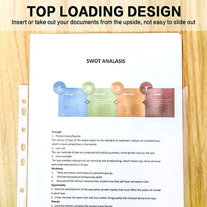Sheet Protectors, PANDRI 500 Pack Clear Heavy Duty Plastic Page Protectors Sheet Reinforced 11-Hole Fit for 3 Ring Binder Fits Standard 8.5 x 11 Paper, 9.25 x 11.25 Top Loaded, Excluding Acid - size: 500 PACK