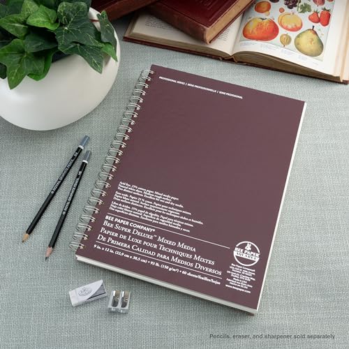 Bee Paper - 9"x 12" Super Deluxe Mixed Media Sketching Pad, 60 Sheets - size: 9-inch x 12-inch, 60 Sheet Wire Bound Pad