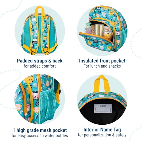 Wildkin 12 Inch Toddler Backpack for Kids, Party Animals | Ages 3-7, lightweight toddler backpack for daycare, preschool, and travel - color: Party Animals