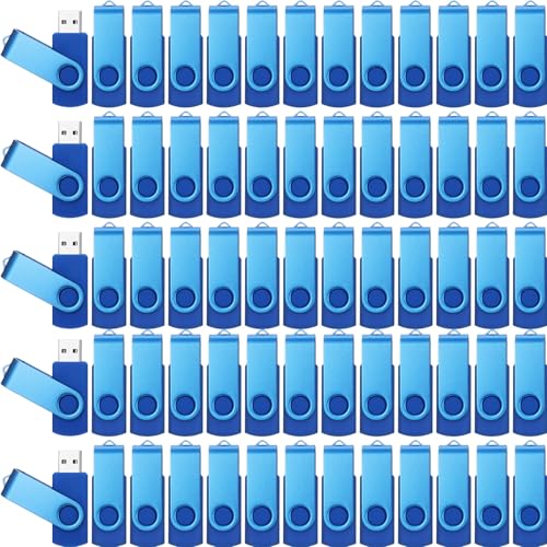 Kanayu 4GB 100 Pack USB Flash Drives Bulk 2.0 USB Thumb Drives Memory Drive with LED Light Portable Keychain Flash Drive for Data Storage Pc Computer Laptop Office School (Blue) - color: Blue