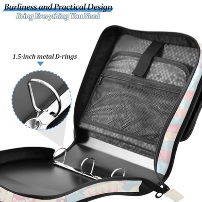 Hot Air Balloon Zipper Binder Bag 3 Ring Binder with Shoulder Strap Zip Up 500 Sheets Capacity Multi Pockets for School Office Supplies - color: Multi1639, size: Fit 500 Sheets