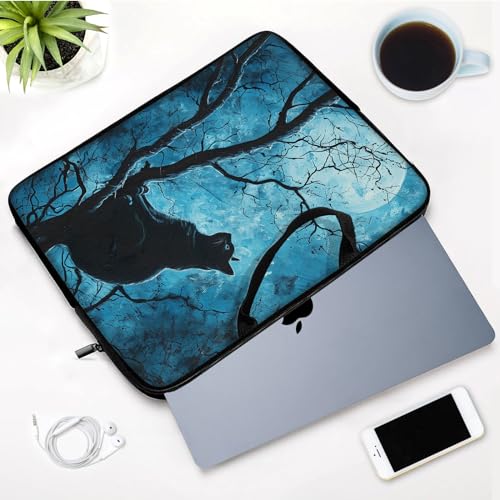 Laptop Sleeve Bag with Handle Computer Protective Soft Cover Case for 14 Inch 13 Inch Laptop,Black Cat on Tree - color: Black Cat on Tree