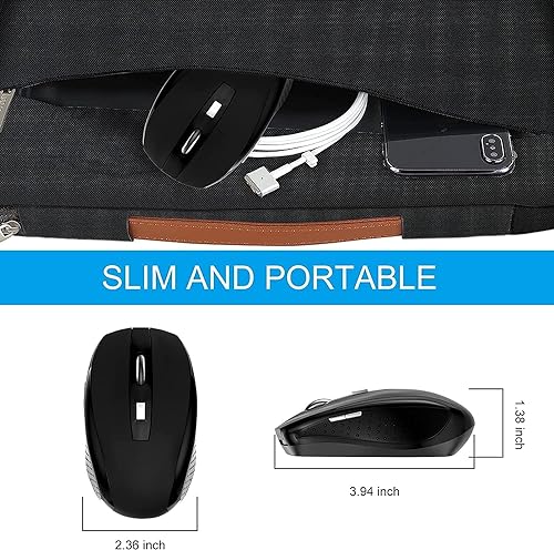 Guiheng 2 Pack Wireless Mouse, 2.4Ghz Wireless Mouse Computer Mouse1200,6 Buttons with Nano Receiver for Laptop,PC,Chromebook,Computer,Notebook,Office (Black) - color: 2 pack black