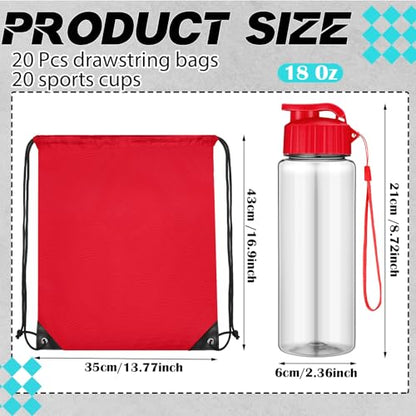 40 Pcs 17 oz Plastic Water Bottles Bulk and Drawstring Backpack Set for Back to School Gifts Reusable Flip Top Leakproof Water Bottles with Handle Adults Sports Gym Travel Outdoor(Chic) - color: Chic
