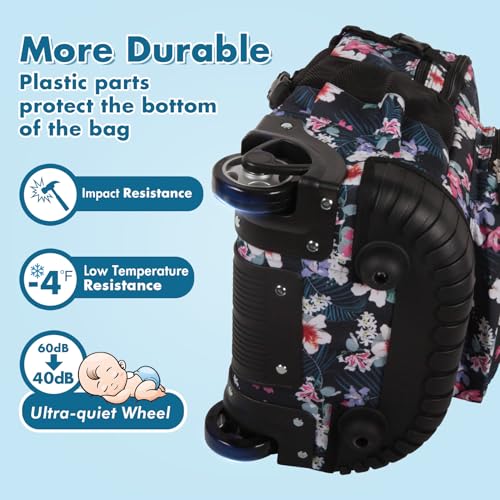 Tilami Rolling Backpack for Kids 18 inch Boys and Girls Laptop Backpack,Flowers - color: Flowers