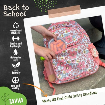 TAVVA Kids Snack Containers for School [12oz/ 7oz/ 3oz] - Stainless Steel Lunch Containers for Kids - Stainless Steel Lunch Box for Kid - Leakproof with Silicone Lids - Dishwasher & Freezer Safe - color: Transparent