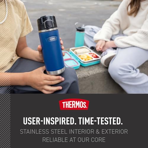 THERMOS ICON SERIES Water Bottle with Spout - 18 Ounce, Navy - Stainless Steel Vacuum Insulated Water Bottle with Lid (Pack of 4) - color: Navy, size: 18 Ounces (Pack of 4)