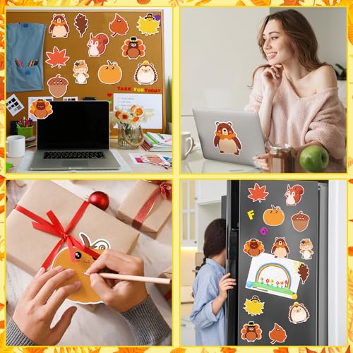 Zhanmai 1200 Pcs Thanksgiving Fall Sticky Notes Bulks Thanksgiving Memo Notepads Turkey Pumpkin Squirrel Maple Leaf Sticky Notes Fall Self-Stick Pads Autumn Gifts - style: Fall Style