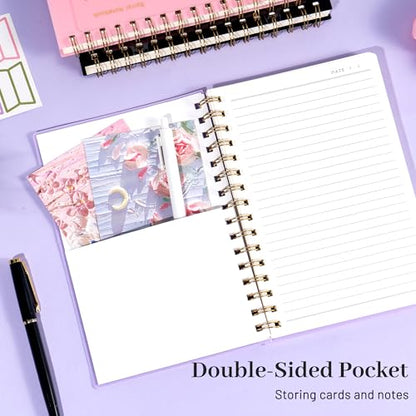 Yoment Spiral Notebook College Ruled A5 Spiral Bound Journal 160 Pages Thick Paper Plastic Hardcover Spiral Notebook 5x7 Wire Bound Notebooks for Note Taking School Office Supplies, Purple - color: Purple, style: C - Line - A5