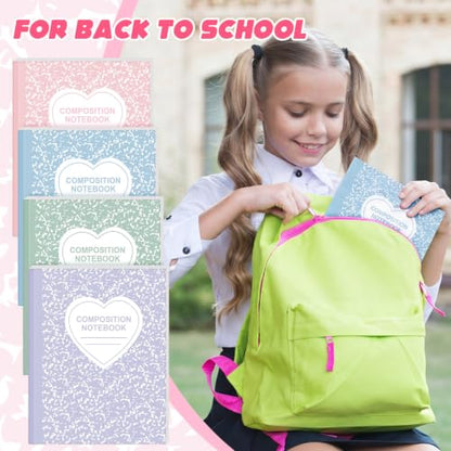 Tenceur 4 Pack Pastel Composition Notebook College Ruled Bulk Marble Composition Notebook Preppy Aesthetic for Back to School Supplies 110 Page 7-1/2" x 9-3/4" Journal for First Day of School Student
