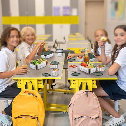 Homikit 3 Pack Kids Lunch Box Set, 18/10 Stainless Steel Bento Boxes with Silicone Lids Leak Proof, 5 Cups Reusable Metal Food Snack Containers for School Daycare, Nontoxic & Dishwasher Safe, Gray - color: Gray, size: Medium