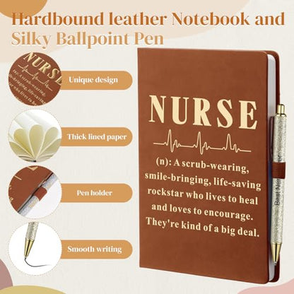6 Pcs Nurse Gifts Set for Women Men, Rn Appreciation Gift for Nurses Week Christmas Graduation Thanksgiving, 16oz Vacuum Insulated Water Bottle, Makeup Bag, Notebook, Ballpoint Pens(Yellow) - color: Yellow