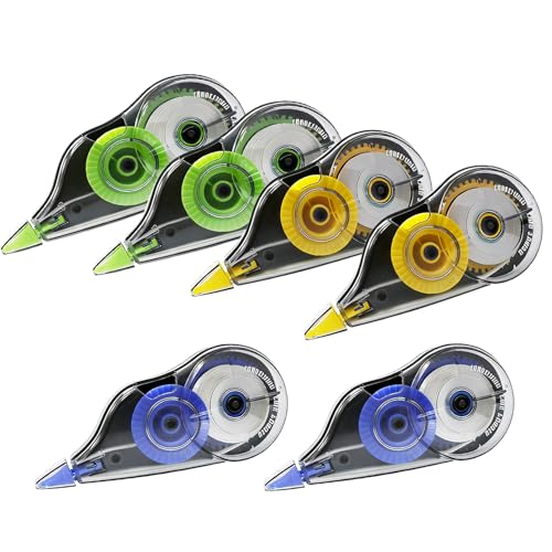 White Correction Tape, Easy to Use Applicator for Instant Corrections Wrong Writing at Any Time, Smooth Glide, No Residue, Quick Dry(40Ft, 6 Pack, Blue, Yellow, Green) - color: 40ft-6pack-blue, Yellow, Green