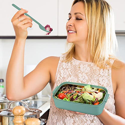 2-Tier Bento Lunch Box for Women & Adults with Insulated Lunch Bag | 50 OZ Large Capacity Bento Box with BPA-Free Utensils & Cup & Sauce Container, Leakproof, Microwave Safe for Work & Meal Prep - color: Green