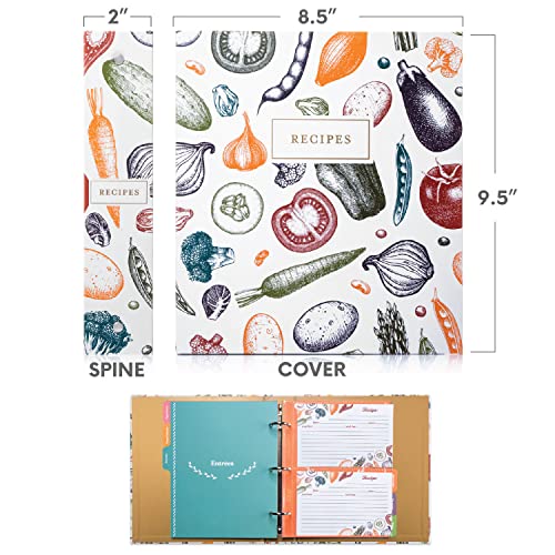 Jot & Mark 8.5"" x 9.5"" 3 Ring Recipe Binder with 50 Matching 4x6 inch | 50 Recipe Cards + 25 Sleeve Protectors + 5 Full-Page Sleeves + 6 Tabs | 8.5x9.5 | Autumn Harvest - color: Autumn Harvest, size: 8.5" x 9.5"