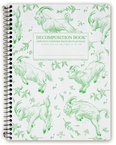 Decomposition Goatbook College Ruled Spiral Notebooks – 9.75 x 7.5 Journal with 160 Lined Pages – Notebooks for School Supplies, Home & Office – 100% Recycled Paper – Made in USA - color: Green Goatbook