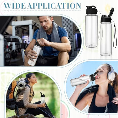 Domensi 50 Pieces Plastic Water Bottle Bulk 17 oz Sports Adults Reusable Large Water Bottles with Leak Proof Flip Top for Adults Fitness (Black) - color: Black