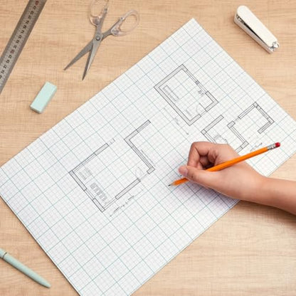 Ctosree 24 Pack Graph Paper Pads 8.5" x 11", 4x4 Quad Ruled, 50 Sheets/100 Pages Back to School Graph Paper for Engineer Architect Designer Mathematician Draftsman - color: blue