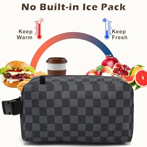 FlowFly Small Insulated Lunch box Portable Soft Bag Mini Cooler Thermal Meal Tote Kit with Buckle for Work, PlaidWithBuckle - color: PlaidWithBuckle
