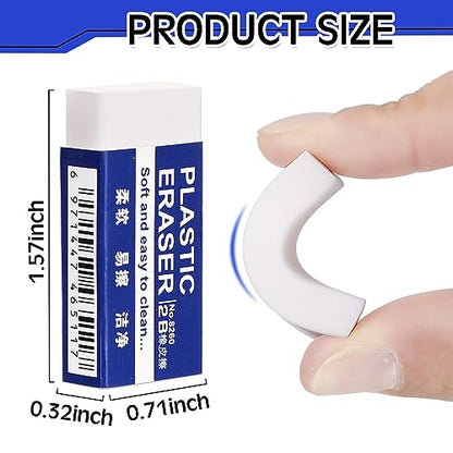 Yeaqee 300 Pcs White Pencil Erasers Bulk Soft Art Erasers School Pencil Erasers for Drawing Kids Student Artist Office Home Writing 1.57 x 0.71 x 0.31 Inch