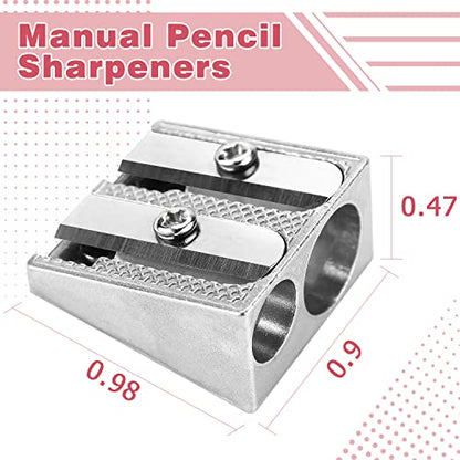 Tamaki 8 Pack Handheld Metal Pencil Sharpener with 2 Holes | Sharpener for Schools, Offices, Homes, Art Projects