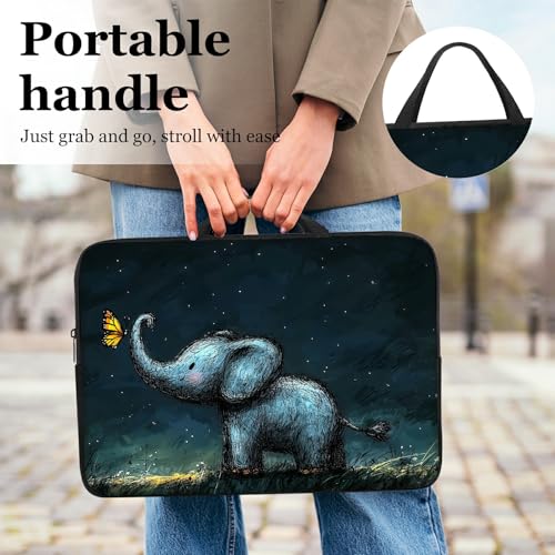 17 17.3 inch Laptop Sleeve with Handle, Baby Elephant Water‑Resistant Laptop Carrying Case for HP 17.3 inch Laptop/HP Envy 17/Dell Inspiron 17/Lenovo Ideapad 17.3 - color: Baby Elephant, size: 17-17.3 inch Devices