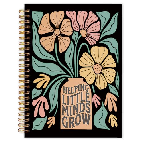 Qabliqo Teachers Gifts Spiral Notebooks, Boho Floral End of Year Teacher Gifts Journal for Writing, Teacher Appreciation Gift Notebook for Note Taking, Teachers Office Supplies, 5.5x8.3 Inch Black - color: Balck Boho Floral Teachers