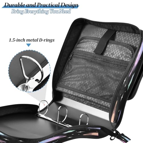 Kigai Planets 3 Ring Zipper Binder Organizer, Large Capacity Binder Bag Holds 500 Sheets, Water Resistant Multi-Pocket Binder with Shoulder Strap for School Office Teachers