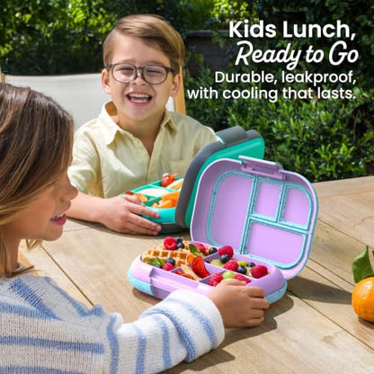 Bentgo Chill Kids 4-Compartment Bento Box Leakproof Lunch Box | Built-In Ice Pack, 3.3 Cup Capacity, BPA-Free, Microwave & Dishwasher Safe Tray, Ideal for Ages 3–7 (Vivid Orchid) - color: Confetti Edition - Vivid Orchid