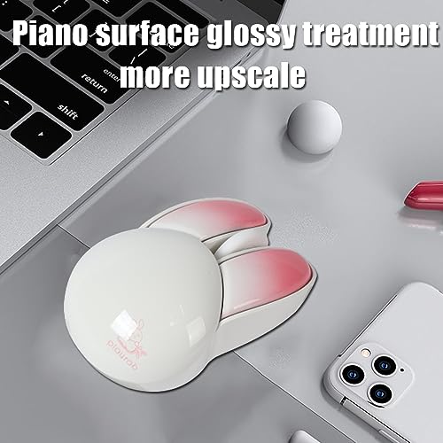 Wireless Mouse, Pink, Bluetooth & 2.4G Dual-modes, Unisex, 1200DPI, Quiet Click, Smooth Texture, 10m Range, Compatible with Windows, Mac OS, Chromebooks, iPad, Laptops - color: Pink&White