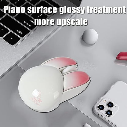 Wireless Mouse, Pink, Bluetooth & 2.4G Dual-modes, Unisex, 1200DPI, Quiet Click, Smooth Texture, 10m Range, Compatible with Windows, Mac OS, Chromebooks, iPad, Laptops - color: Pink&White