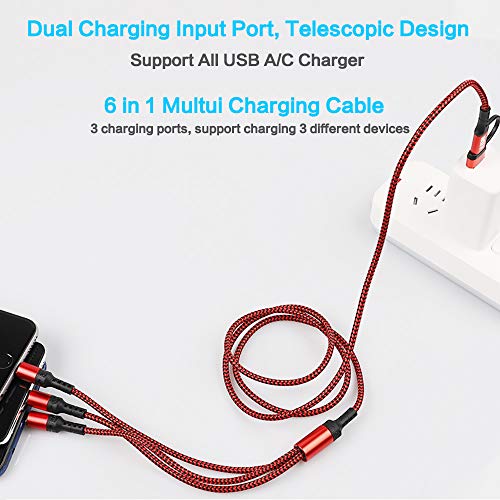 Travel Essentials, USB C Multi Charging Cable[3Pack 4ft] 6 in 1 USB A/C to USB C/Micro USB Connector Multiple Charger Cord for Cell Phone/Galaxy/PS/iPads and More