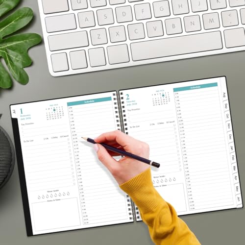 Daily Planner 2026-2027 Full Page Per Day- 2026-2027 Daily & Monthly Planner from July 2026 to June 2027, Day Planner 2026-27 with 12 Months Tabs, 8.5" x 11", Black - color: Black, size: 8.5" x 11"