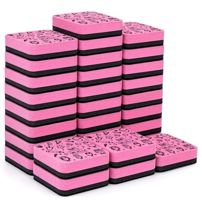 OWLKELA 30Pcs Dry Erase Erasers, Magnetic Whiteboard Eraser, Mini Whiteboard Cleaning Pads for Classroom, Office and Home, Pink - color: Pink, size: 30 Pcs