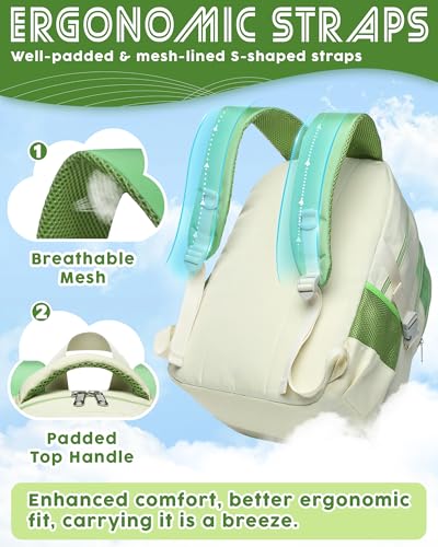 BLUEFAIRY Middle High School Backpack for Boys Girls Large Bookbag with Laptop Compartment Back to School Book Bags for Teens Teenagers Mochilas Escolares para Niños Niñas (Cloud White/Green, Solid) - color: Cloud White/Green