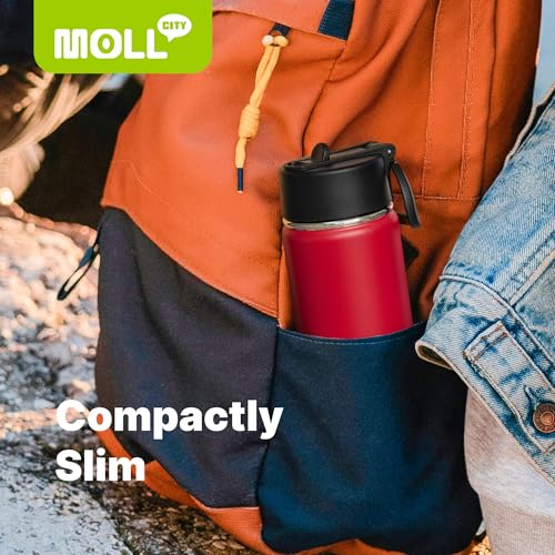 Kids Water Bottle with Straw-16 oz Stainless Steel Double Wall Vacuum Insulated Wide Mouth Water Bottle for Bakc School, Travel Leak-Proof Metal Water Flask (Black) - color: Black, size: 16 Ounces