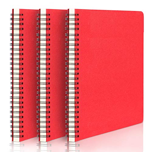 EUSOAR Spiral Lined Notebook, A5 3packs 5.5"X8.3" 120 Pages Lined Travel Writing Journal, Memo Notepad Sketchbook, Students College Office Business Subject Diary Ruled Spiral Book Journal-Red Cover - color: Red, size: 3 Packs