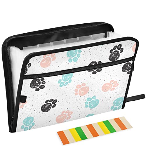 Graffiti Dog Paws 13 Pockets Expanding File Folder with Sticky Labels Accordion File Folder Document Organizer Letter Size A4 Papers Expandable File Keeper - color: Multicolor 27
