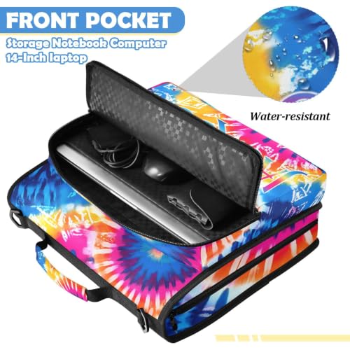 Custom Binder Bag Personalized Tie Dye Boho Style 3 Ring Zipper Binder Bag with Laptop Pockets and Shoulder Strap Tote Binders Organizer Case for School Office - color: Custom Dtie Dye